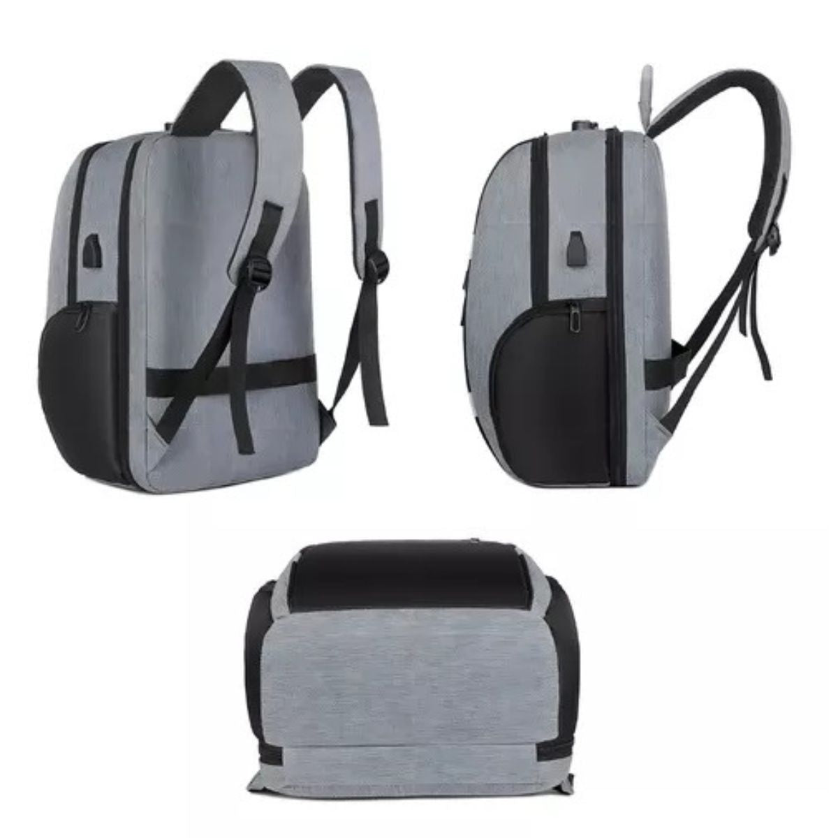 Mochila Antifurto Impermeável Cinza Usb Com Trava E Código Mochila Antifurto Impermeável Cinza Usb Com Trava E Código